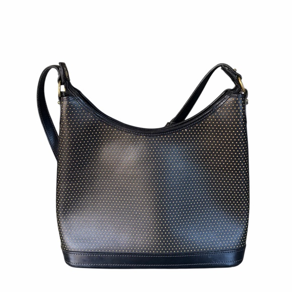 Dooney & Bourke Vintage Cabrio Perforated Polka Dot Leather Hobo Shoulder Bag - Picture 3 of 11